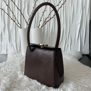 Little Liffner | Mademoiselle Dark Brown Lizard Handbag | Good Condition